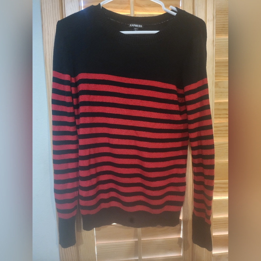 Express Sweater with Black and Red Stripes